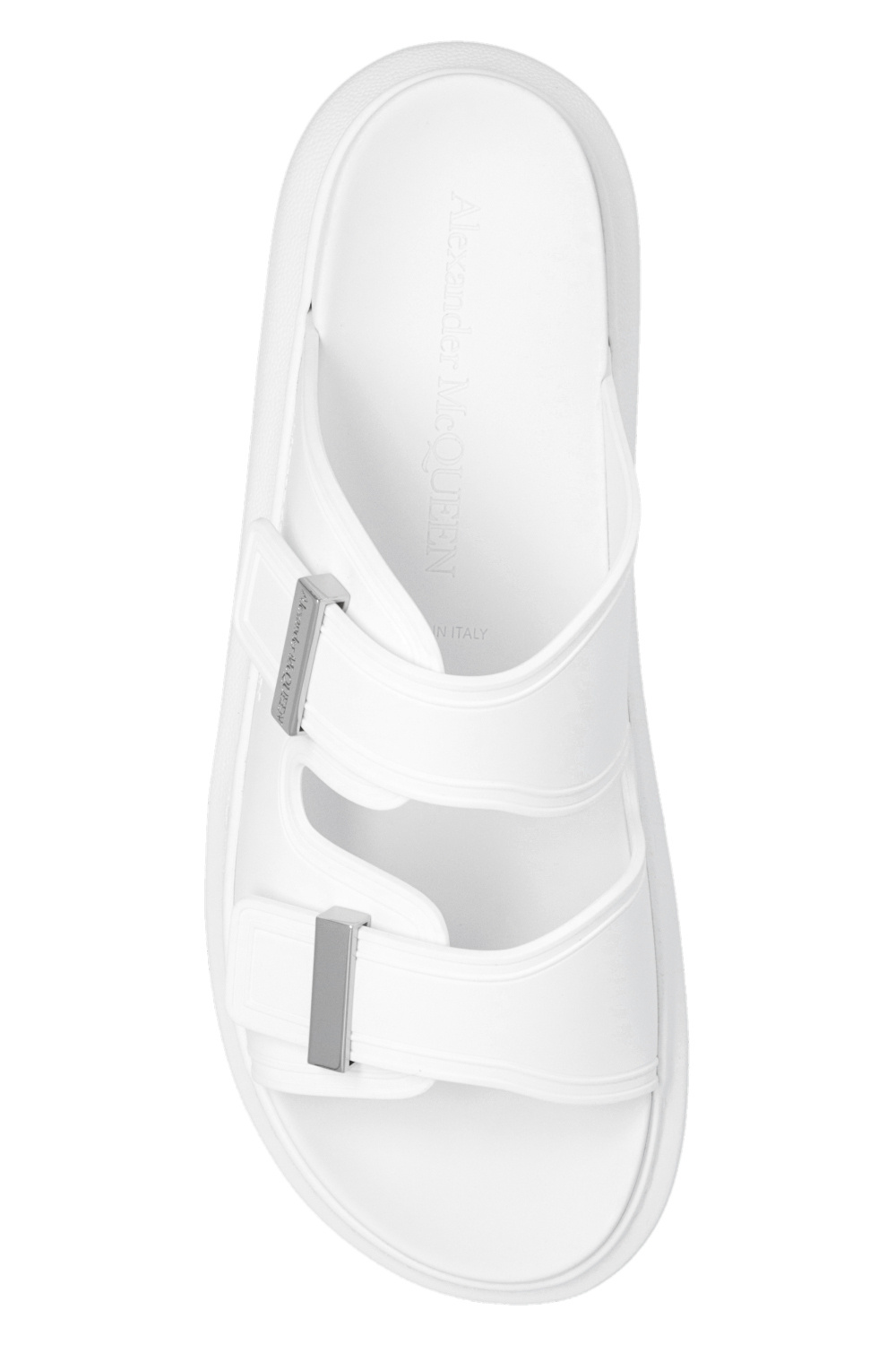 ★Alexander McQUEEN★ White Rubber Slippers 663564W4RF09061 Buy Alexander McQueen Logo Pool Slides 'White' - 663564